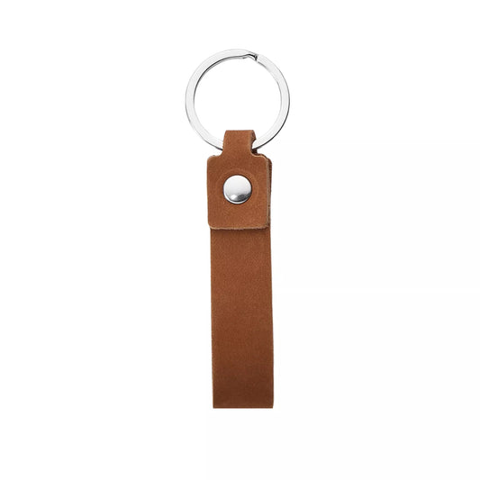 Personalized minimalist brown PU leather keyring