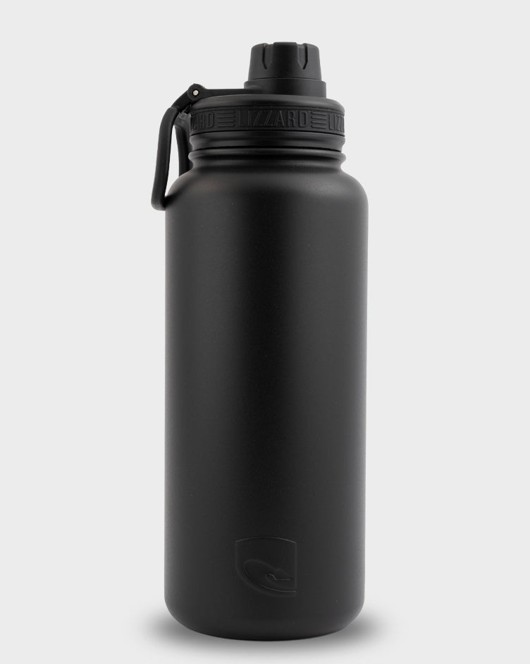 Lizzard 960ml insulated stainless steel flask in black with wide handle